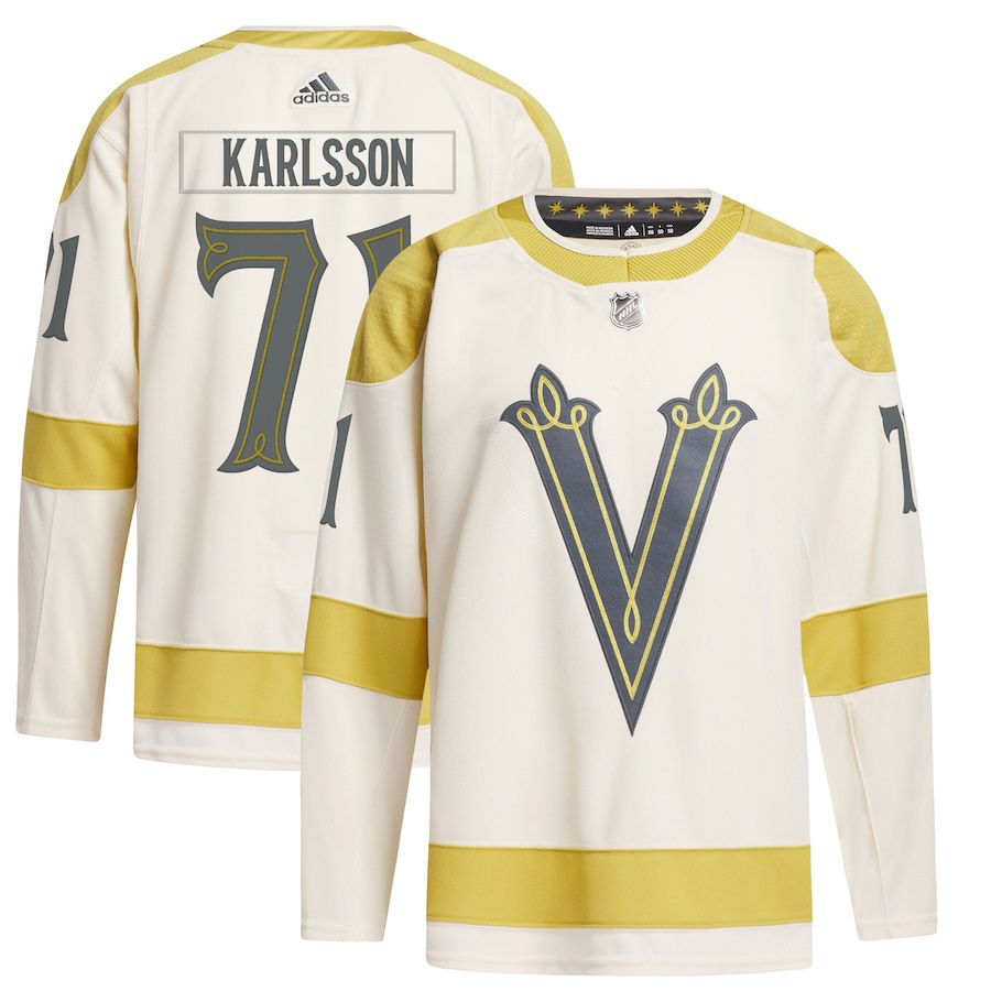 Men Vegas Golden Knights #71 William Karlsson adidas Cream 2024 NHL Winter Classic Primegreen Authentic Player Jersey